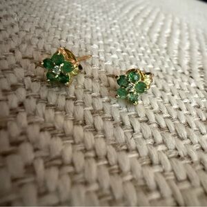 Elegant Gold and Green Floral Earrings